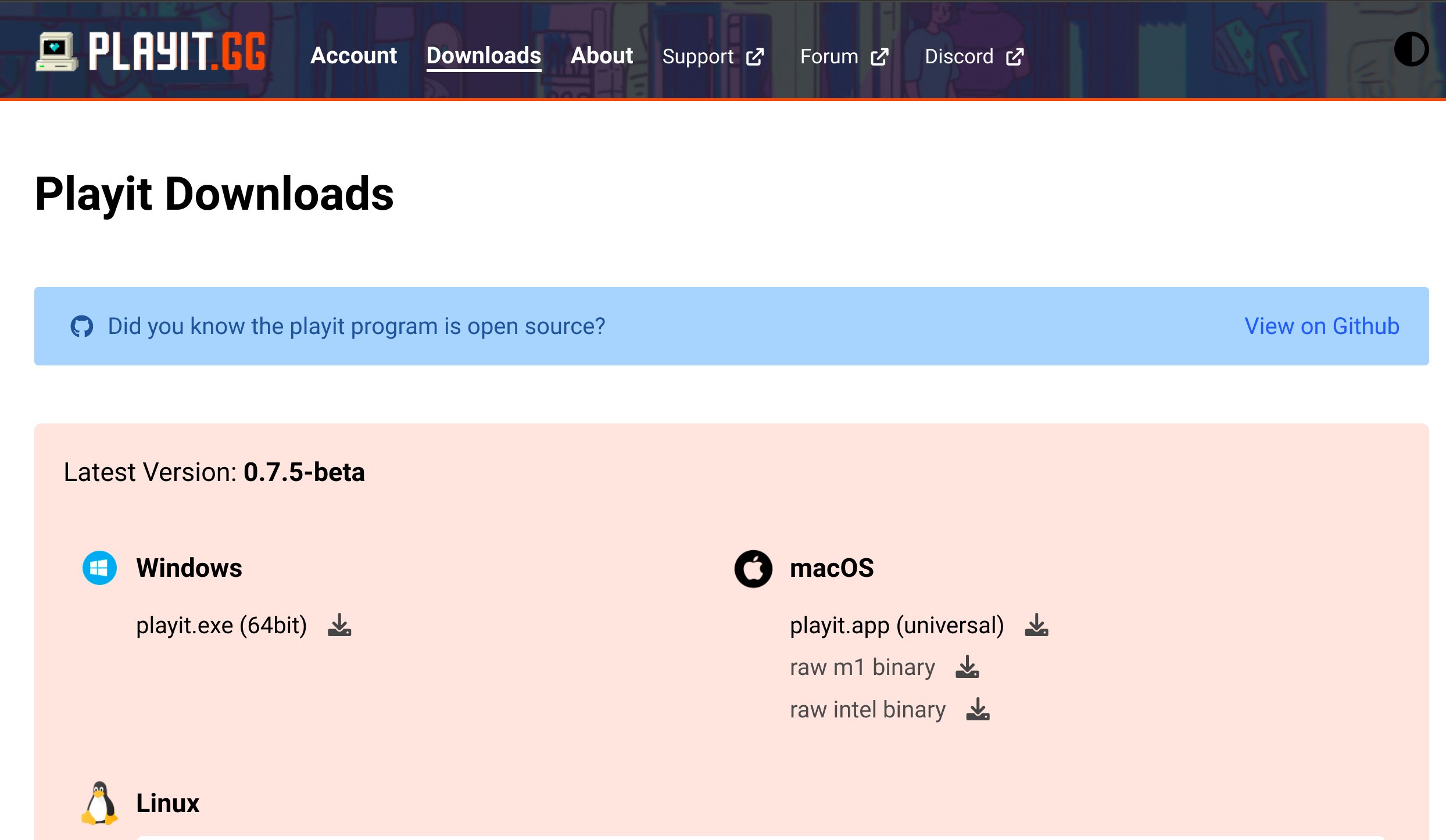 Downloads Page
